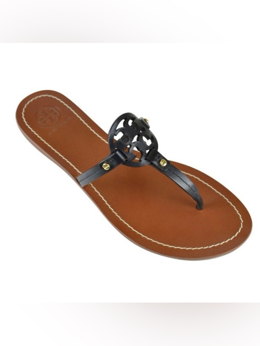 Tory Burch Miller Black Leather Thong Sandal 6.5